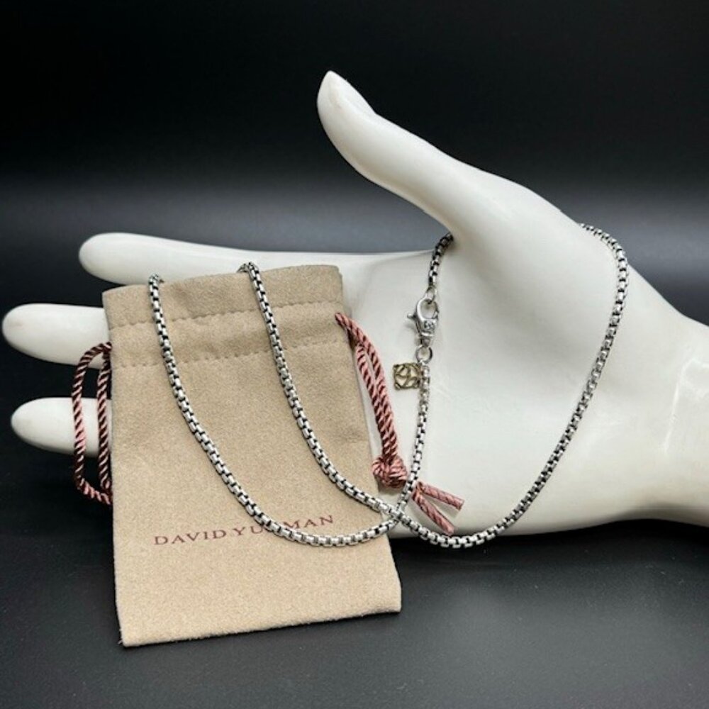 David Yurman Necklace Box VChain 2.7mm 18"L With 14k Gold Tag
